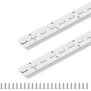 2Pcs 30 Inch x 1 Inch Open Width Heavy Duty Stainless Steel Continuous Piano Hinge, 0.039" Leaf Thickness, Screws Included