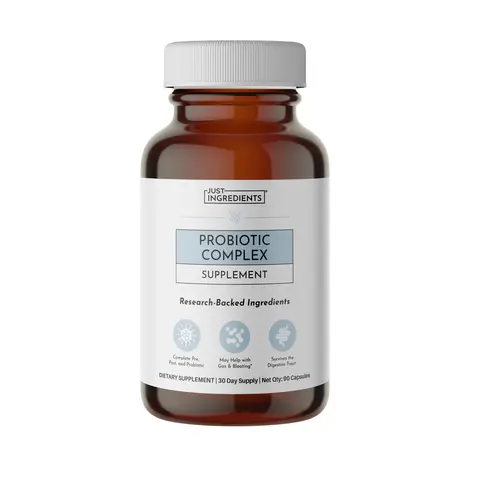 Just Ingredients Probiotic Complex Capsules – 90 Capsules – Gut & Digestive Support - 5 Billion CFU – 30 Day Supply - Probiotics, Prebiotics & Postbiotics