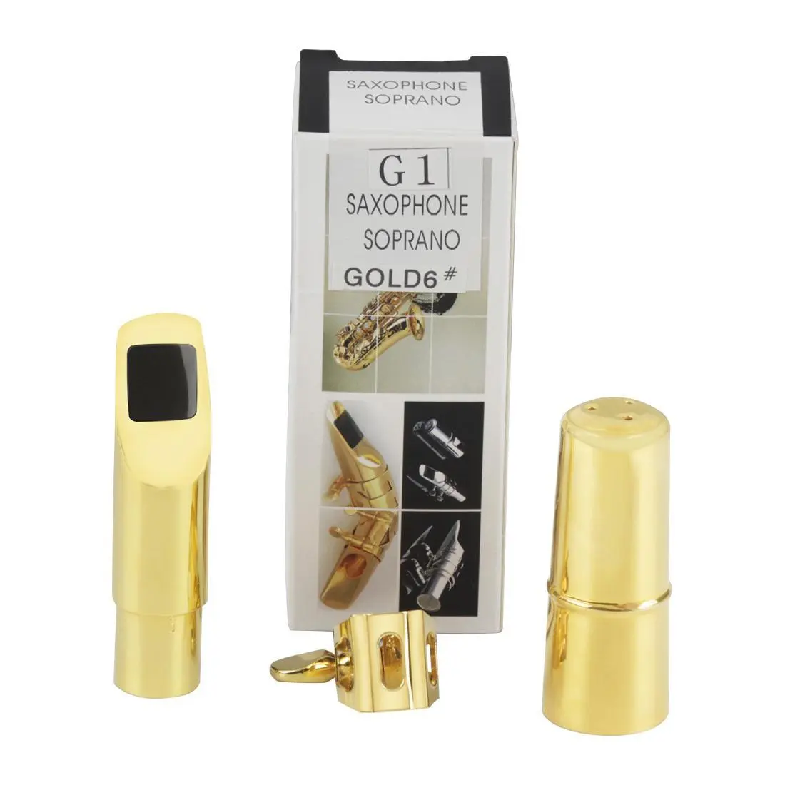 Clarinet Mouthpiece, 1 Count Metallic Saxophone Bb Clarinet Mouthpiece with Cap, Musical Instrument Accessories for Saxophone, Music Accessories