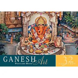 Framing-Ready Ganesh Art Printed Postcards Book, Office Stationery with 32 Stunning Art Postcards