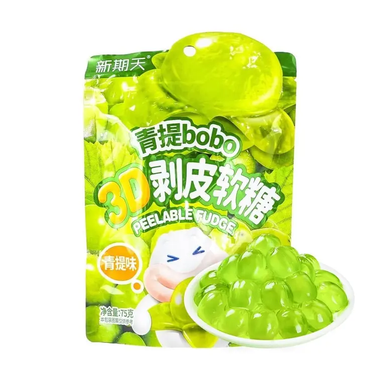 Xinqitian 3D Peelable Chewy Candy, Green Grape Flavor, 75g