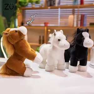 20-23cm 8inch Cartoon Horse Plushies Cute Pony Stuffed Toy White Black Fine Horse Soft Doll Boy Girl Gift