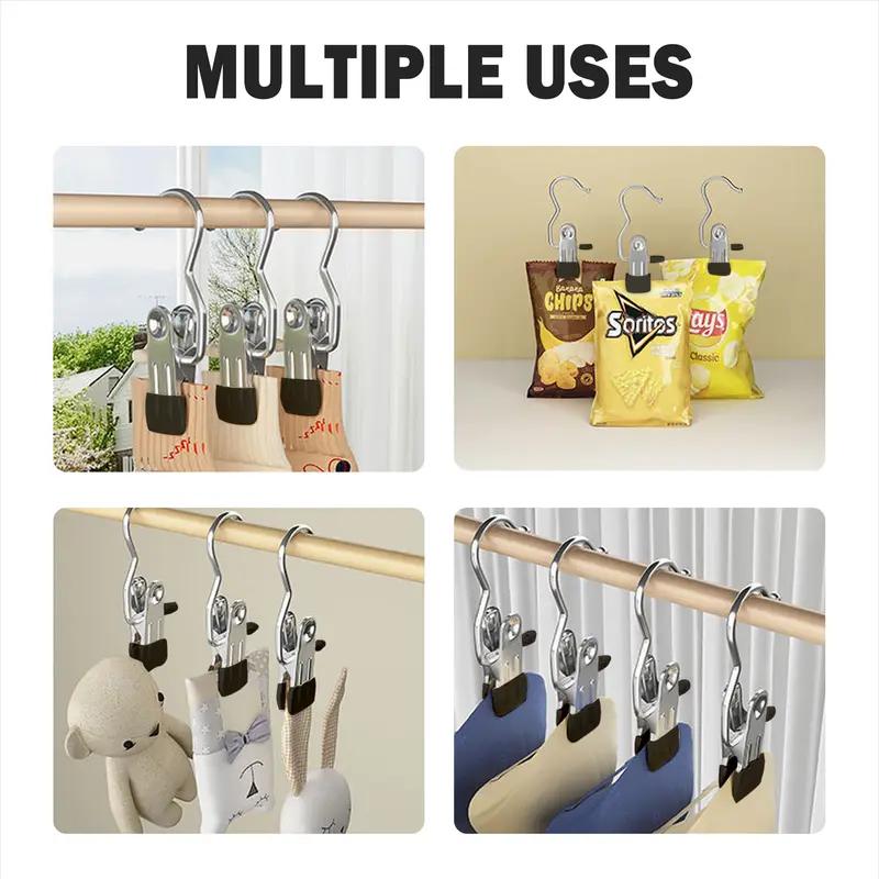 10 Counts Hangers Clips Anti-Rust Metal Hanging Hook Clips for Indoor/Outdoor Drying Durable Lightweight Organiser 360° Rotate Design Space Saving