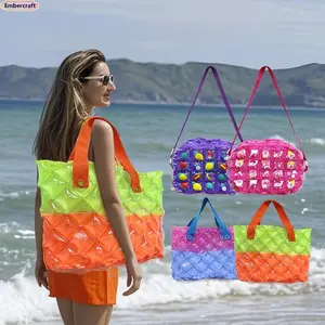 Inflatable PVC Beach Tote Bag for Women, Waterproof Y2K Shoulder Bag for Pool, Vacation & Resort Travel, Cute Transparent Summer Carryall for Beach Days & Coastal Outfits