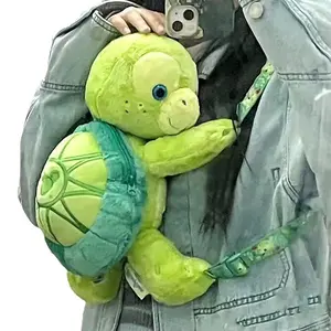 Cartoon plush turtle backpack plush bag cute little turtle backpack women's bag