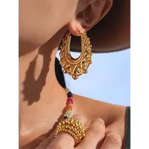 Women's 50mm Creole Earrings, Elegant Large Oval Gold Design, Perfect Gift for Mom Wife Girlfriend, Fashion Jewelry Accessory, Trendy Jewelry