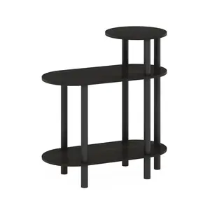 TURN-N-TUBE Side Table in Espresso, designed with 3-tier storage, open shelf, tool-free assembly for bedrooms, living rooms, and small spaces - small-space friendly
