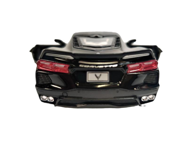 KINSMART 1:36 Scale 2021 Corvette Die-Cast Toy Car with Pull Back Action and Openable Doors, Officially Licensed, Black Color