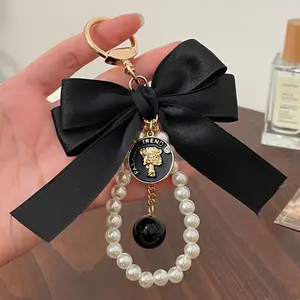 Ribbon Large Bow Pearl Bag Accessory Keychain