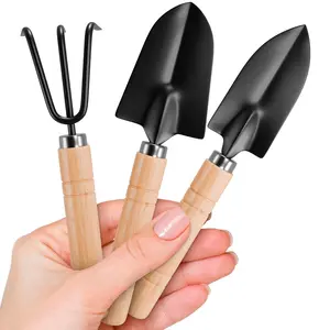 3 Pcs Small Garden Tools for Gardening – Planting Tools Set with Small Garden Shovel Hand, Ergonomic Hand Rake, Rustproof & Solid Wood Handle
