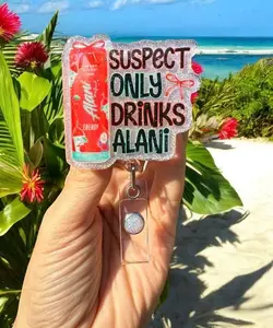 Suspect only drinks Alani Badge Reel, Nurse Badge Reel, Teacher Badge Reel, Retractable Reel, Glitter Badge Reel, TikTok Trend, Funny,RN