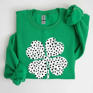 Polka Dot Vintage Shamrock Dalmatian Print St Patrick's Day Sweatshirt & Tshirt 100% Cotton OEKO-TEX Certified