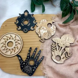 Laser Engraved Wooden Crystal Sphere Stands