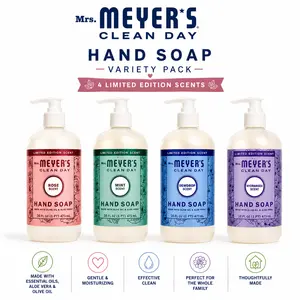 Mrs. Meyer’s Clean Day Hand Soap Variety Pack, Limited Edition Scents, 4 Pack Pump Bottles, 16 fl oz Each, Moisturizing Hand Soap with Aloe Vera & Olive Oil