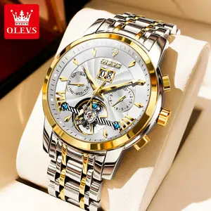 Hollow design multi-function dial men's watch OLEVS brand sports style trendy luminous waterproof automatic mechanical watch 9965