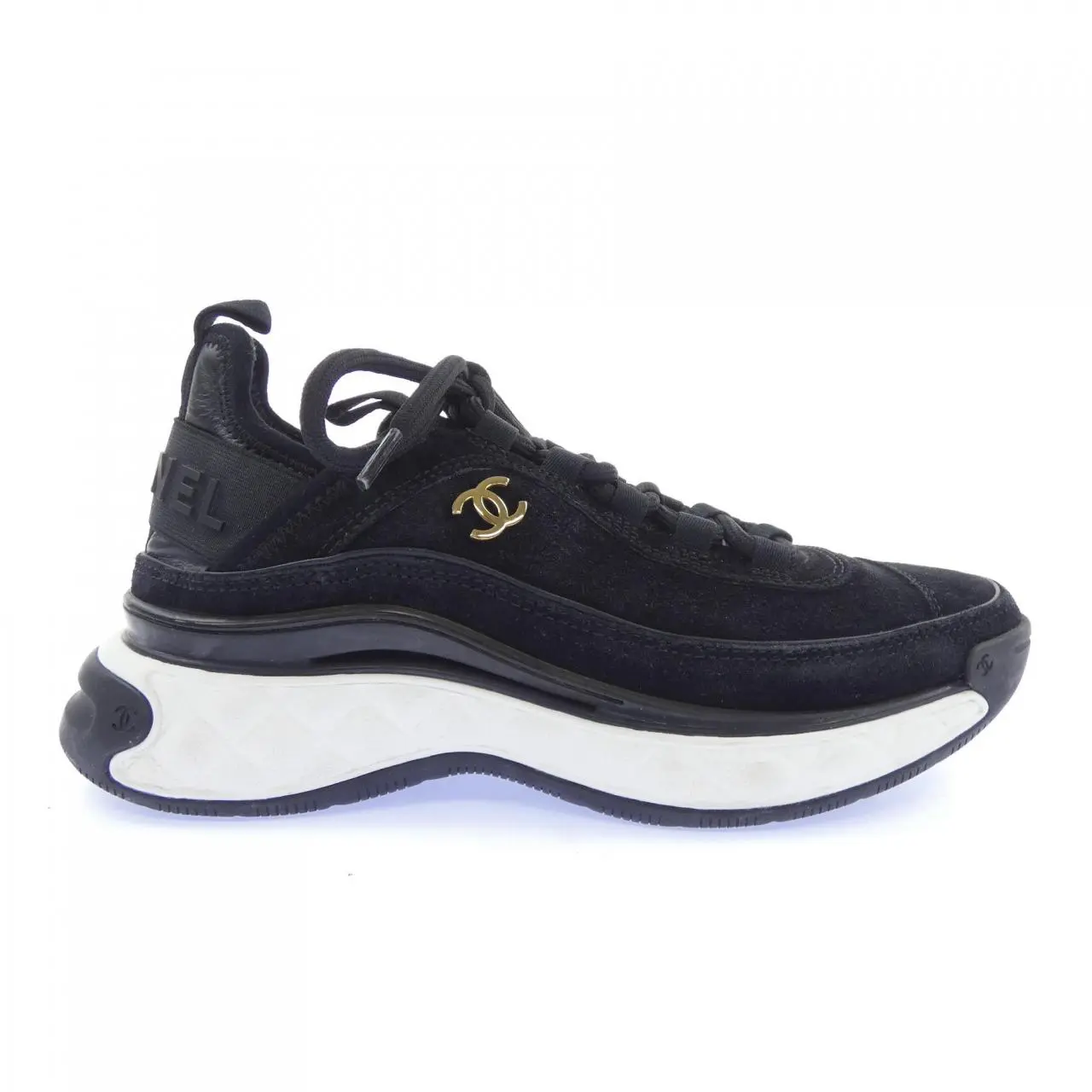 Pre-owned CHANEL Suede Small Leather Goods Calfskin Sneakers