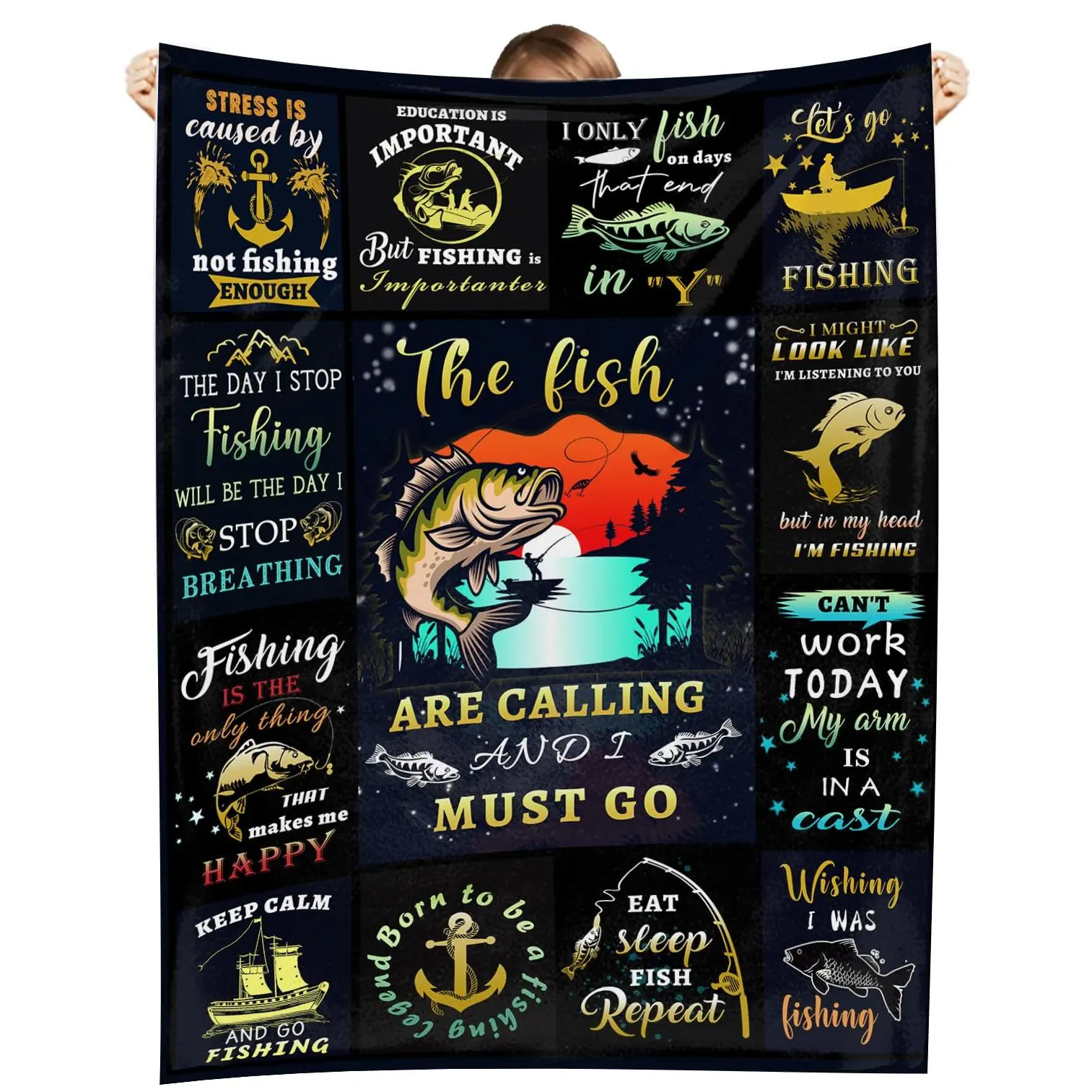 Fishing Blanket Gifts for Men , Unique Fishing Gift for Fisherman, Fishing Gifts for Women 60×80