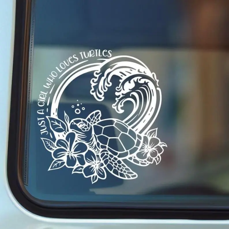 Sea Turtle Vinyl Decal, Car Decal, Laptop Decal, Save The Turtle, Bumper Sticker, Beach Sticker, Vinyl Decal, Loves Turtles
