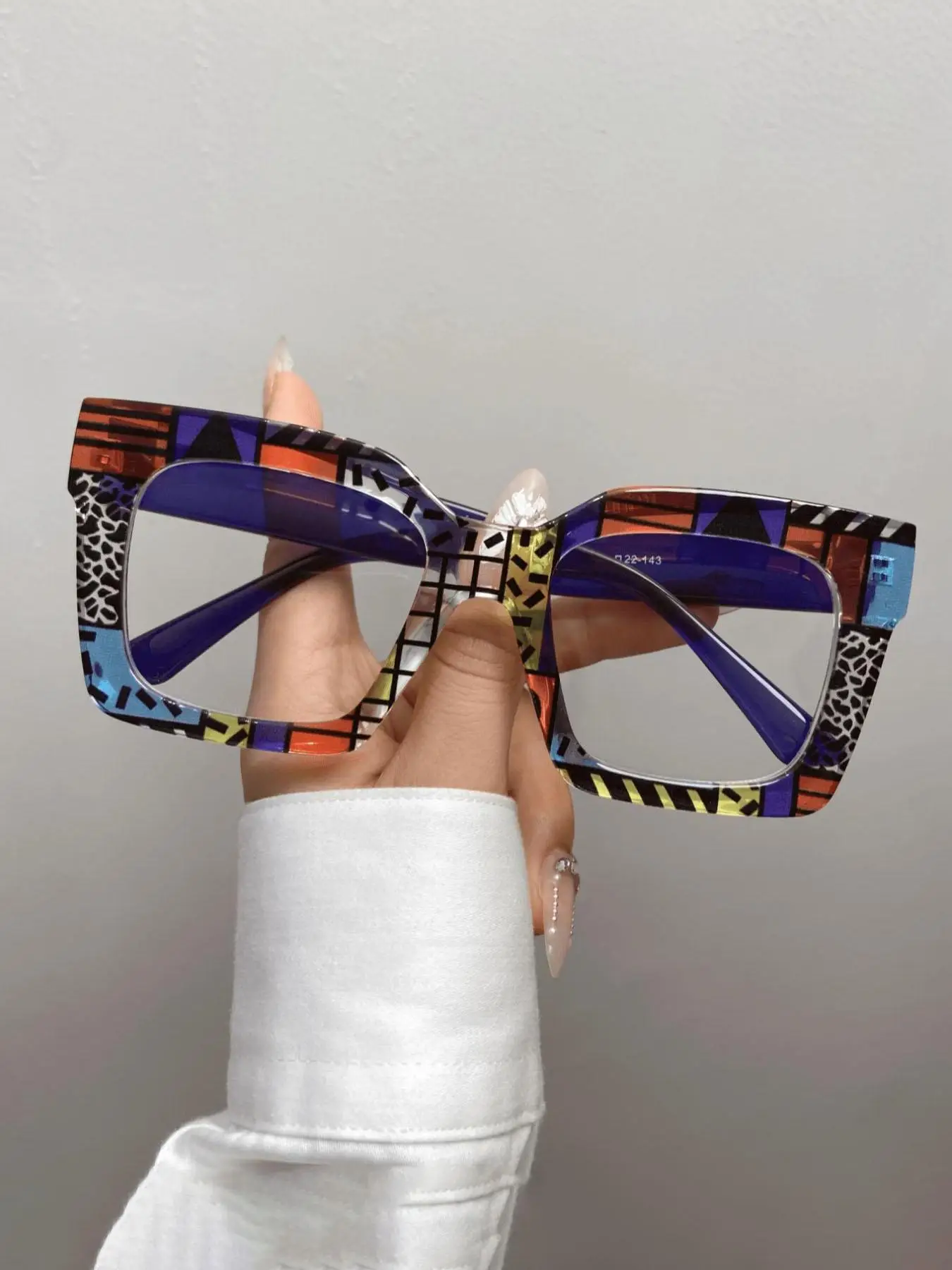 Unisex Vintage Colorblock Square Frame Eyeglasses, Trendy Casual Eyeglasses for Everyday Use, Fashion Accessories for Outdoor Activities