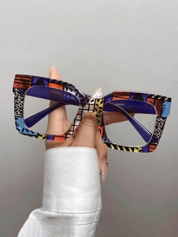 Colorblock Frame Unisex Vintage Colorblock Square Frame Eyeglasses, Trendy Casual ...