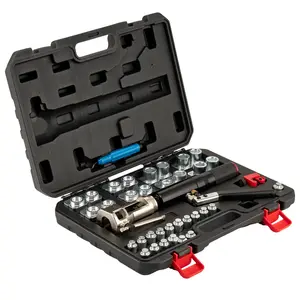Garvee Hydraulic Brake Line Flaring Tool Kit – 45° Double Glow Professional Set for 3/16"–1/2" Copper & Steel Tubing – 33 PCS with Tube Cutter & Deburring Tool – Automotive Brake and Fuel Line Repair
