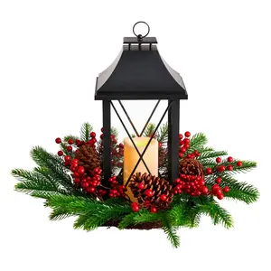 Nearly Natural 16" Berries, Pinecones & Greener y w/Lantern