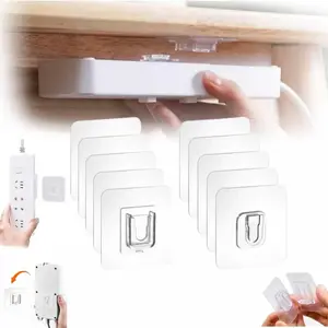 4/8/16 Pairs Clear Double-Sided Adhesive Wall Hooks - Mounted Door Hanger Kit - No Drill Sticker Hangers with Suction Cup for Bathroom, Kitchen