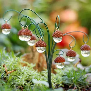 9pcs Evergreen Pinecone Hanging Ornaments Outdoor Statue, Fairy Garden Miniature Landscape Insert, Spring Summer Garden Festival Gift