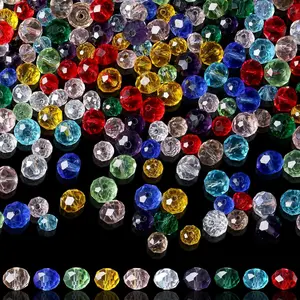1000 count Glass  Beads for  Making Bracelets Necklace Earring DIY Faceted Shape Decor Loose Rondelle Beads Colorful Assorted Suncatcher Glass Beads for Crafts 6mm 8mm Fresh Color