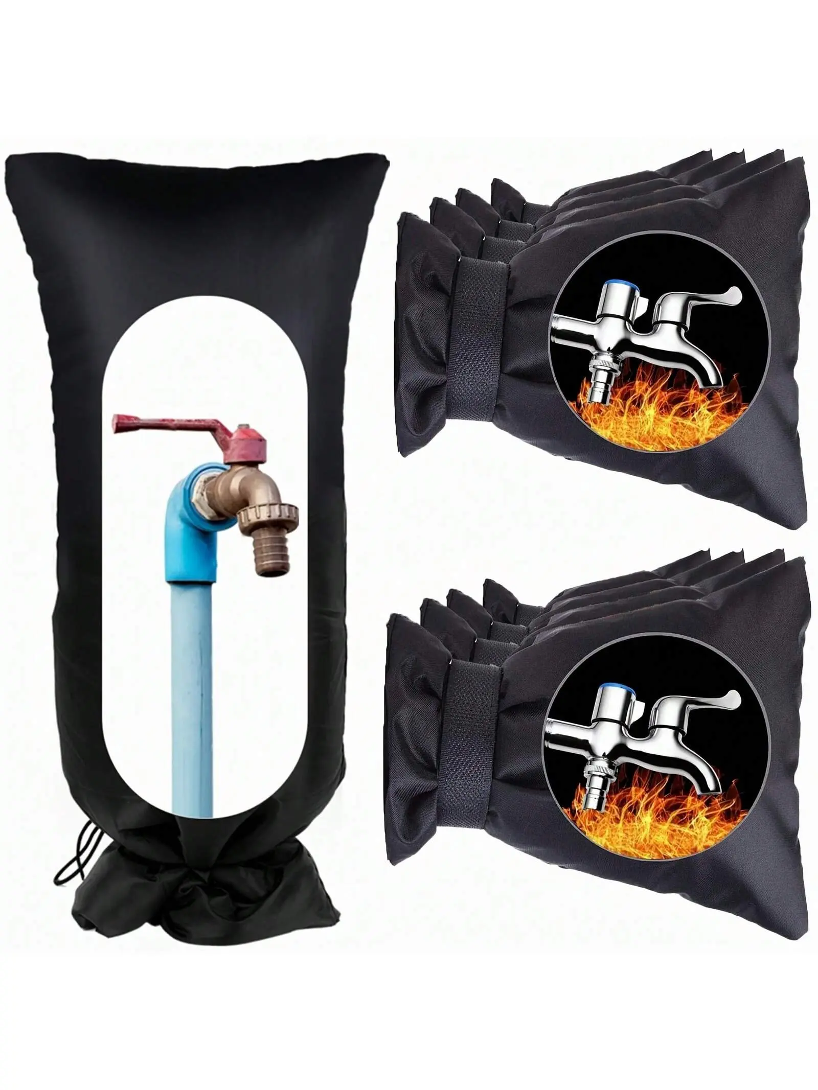 8 Pack 7.8"X5.5" Outdoor Faucet Covers Insulated Protector For Winter Cold Weather Outside Pipes Cover Reusable Thickened Water Spigot Covers Winter Insulated, Waterproof Water Faucet Socks