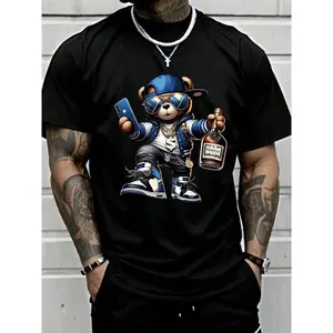 Men'S Simple Style Cotton T-Shirt, Short Sleeve, Ideal For Casual Looks，Cartoon Print Crewneck Regular Fit Casual T Shirt Tops，Cool Graphic T-Shirts For Men Premium Quality Unique Graphic Art Tees，T-Shirt Streetwear Aesthetic Graphic Tee Shirt Men Unisex