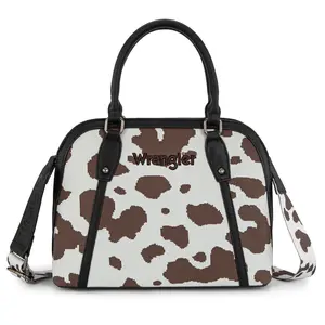 Wrangler Western Cowprint Handbag/Crossbody Tote for Women with Adjustable Strap and Classic Cow Print Design