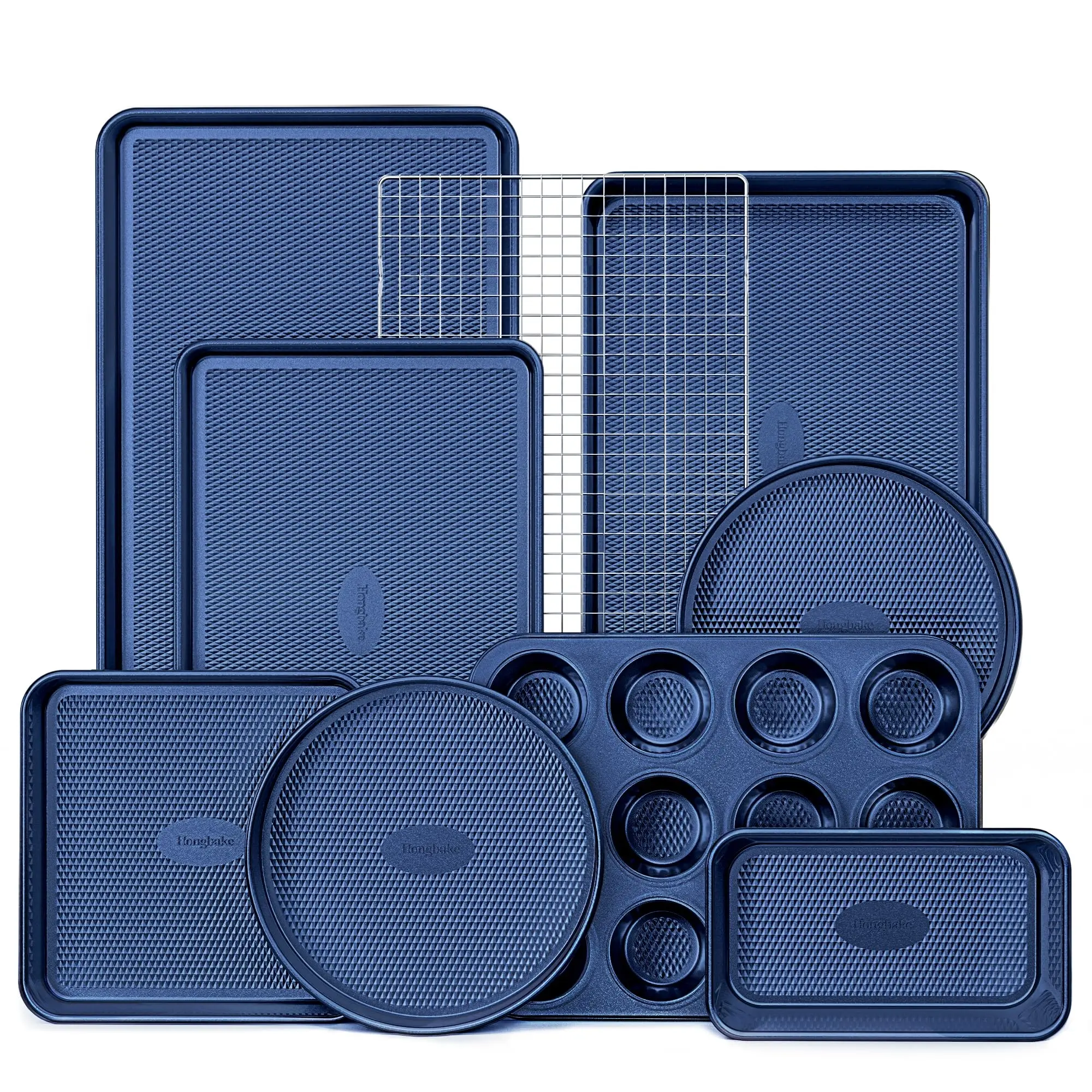9-Piece Diamond Texture Cookie Sheet Set – Heavy-Gauge Carbon Steel, PTFE-Free Nonstick homeessentials 9-Piece Diamond Texture Cookie Sheet Set – Heavy-Gauge Carbon Steel, PTFE-Free Nonstick homeessentials