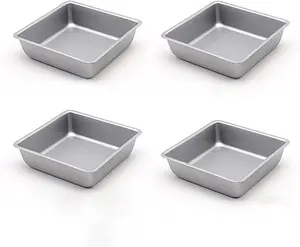 4 Inches Non-Stick Square Cake Pans Set of 4 Carbon Steel Cake Molds for Home Daily Housewarming Wedding Birthday Party Brownie Making