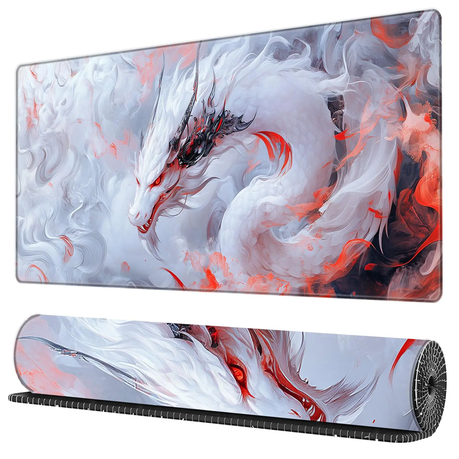BHJLAXR Dragon Pattern Extended Gaming Mouse Pad, 1 Count Large Non-slip Rubber Base Mouse Pad with Stitched Edges, Keyboard Mouse Mat for Game, Office, Home, Computer Mouse Pad, Premium Multipurpose Mousepad Mouse Pad for Laptop