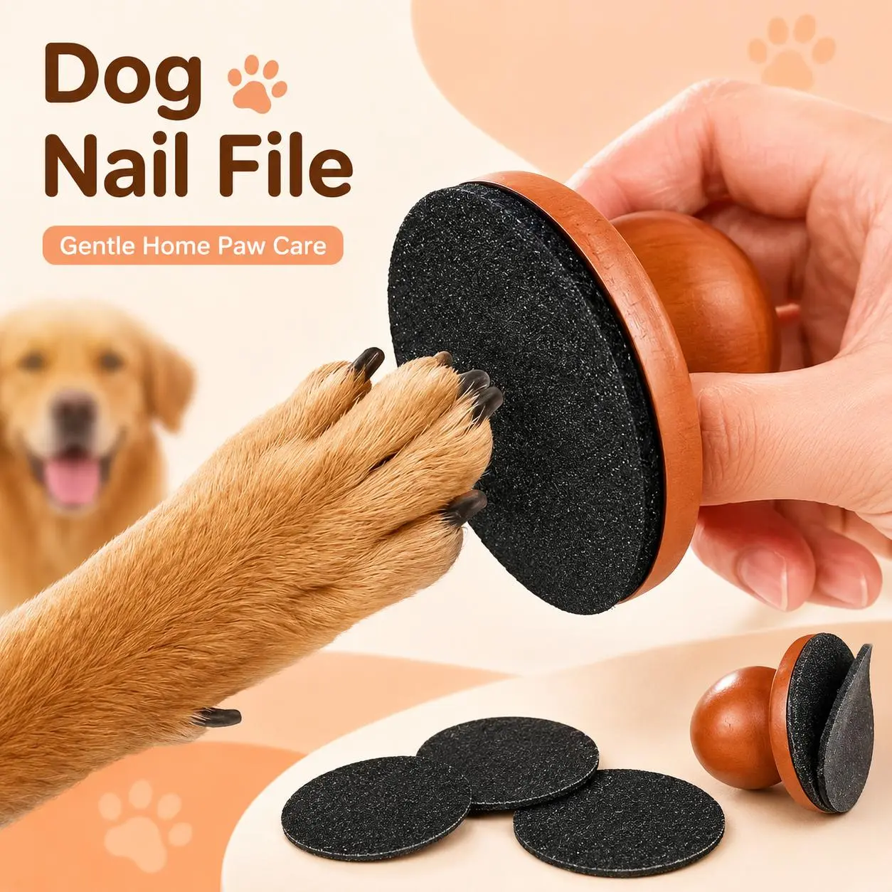 Universal Round Scratching/Nail-Grinding Board for Cats and Dogs—prevents damage to furniture caused by overly long, sharp nails; serves both nail-grinding and claw-scratching purposes, g and pet nail care. dog real wood handle wooden ergonomic