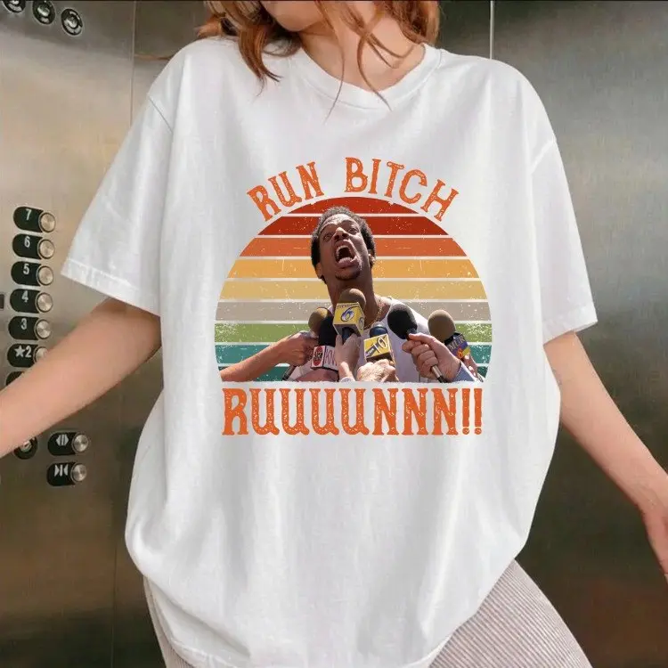 Run Bitch Ruuuunnn Vintage Meme T-Shirt | Funny Retro Graphic Tee | Unisex Casual Shirt | Viral Meme Gift for Friends