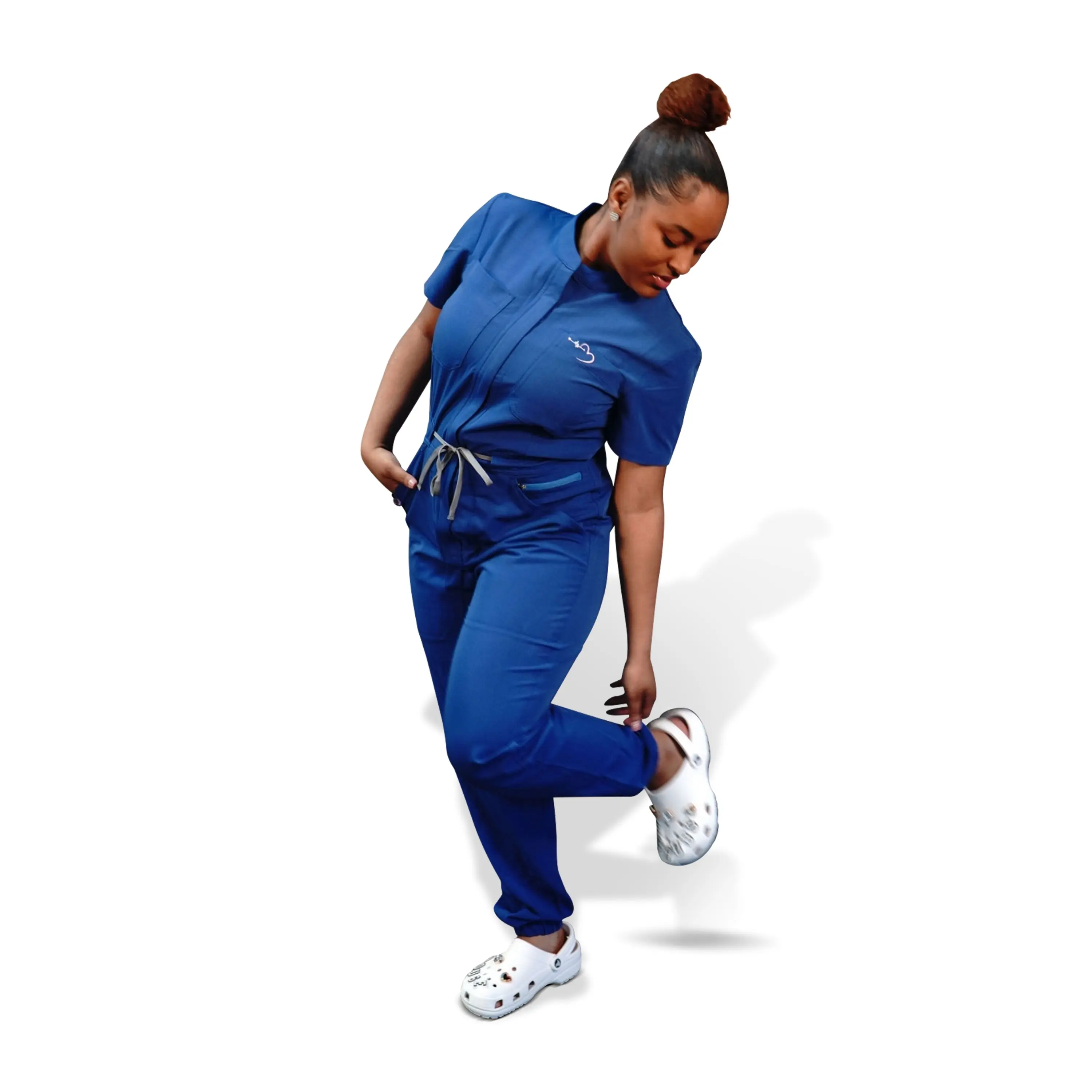 House Of Scrubs Royal Scrubs Romper for Women - Stylish Summer Uniform in Blue Comfortable & Functional Design for Healthcare Professionals Women's Workwear Hospital Style Minimalist