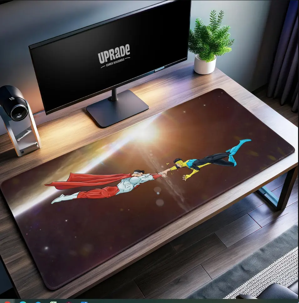 [3 Samples] Omni-Man vs. Invincible Epic Showdown Desk Mat - Large Space Battle Mouse Pad, Gaming Mat, Office Decor