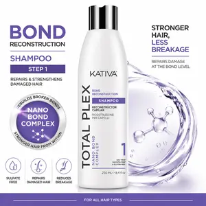Kativa Total Plex Shampoo, 250ml Liquid Cleanser - Gentle Bond Repair Haircare with Nano Bond Complex, Salt-Free Formula for Damaged Hair, Adult Use, Cleansing