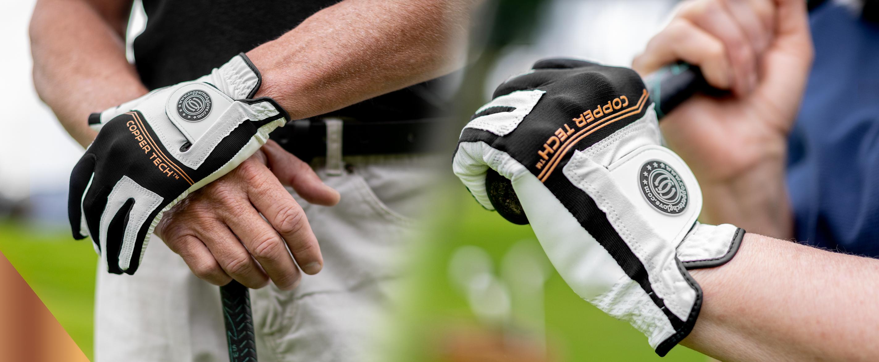 Copper Tech Men's Golf Gloves (2 Pack) - Optimal Joint Support & Comfort With Copper Compression Feature - Breathable & Tacky - Crafted With Fine AAA Leather