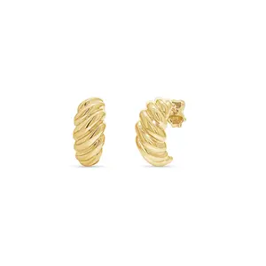 14K Grooved Gold Earrings