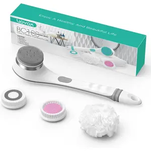 VOYOR Electric Body Brush Back Scrubber for Shower Rechargeable Exfoliating Bath Brush Powered Shower Brush with Non-Slip Long Handle Deep Cleansing, Exfoliation, Massaging Spin Brush BC100 (Gery)