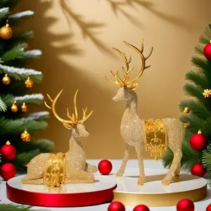 A charming pair of Nordic-style resin deer ornaments, featuring pearl details the perfect choice for Christmas, home, or office decor. They are also suitable for Halloween decorations and autumn home collections.