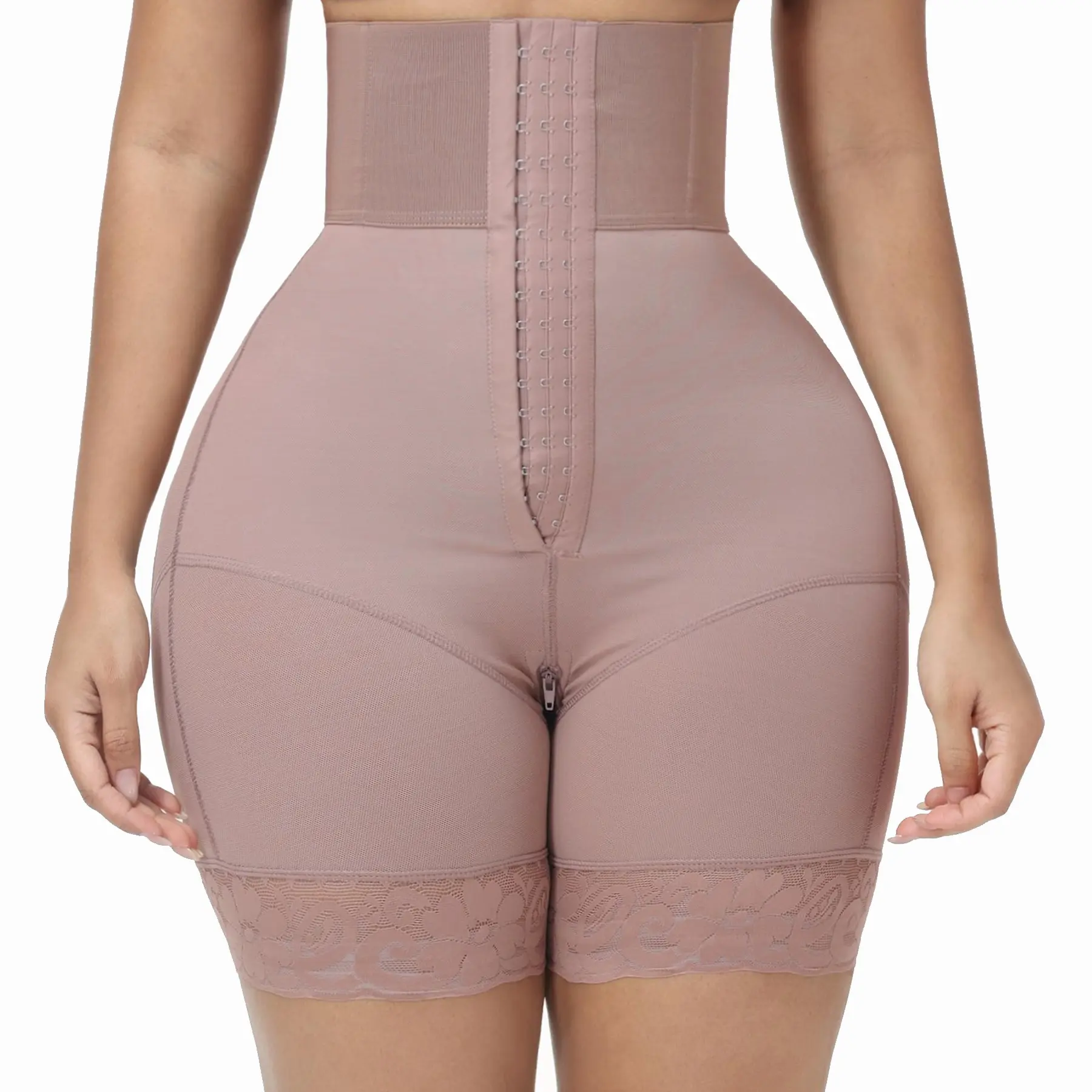 LUXSEREN Women's High-Elastic High-Waist Shaping Panties with Multi-Button Gusset. All-season seamless compression shorts for minimalist daily wear & tummy control