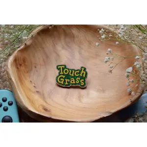 Animal Crossing Touch Grass 2" Wooden Pin | New Horizons | Meme Pin