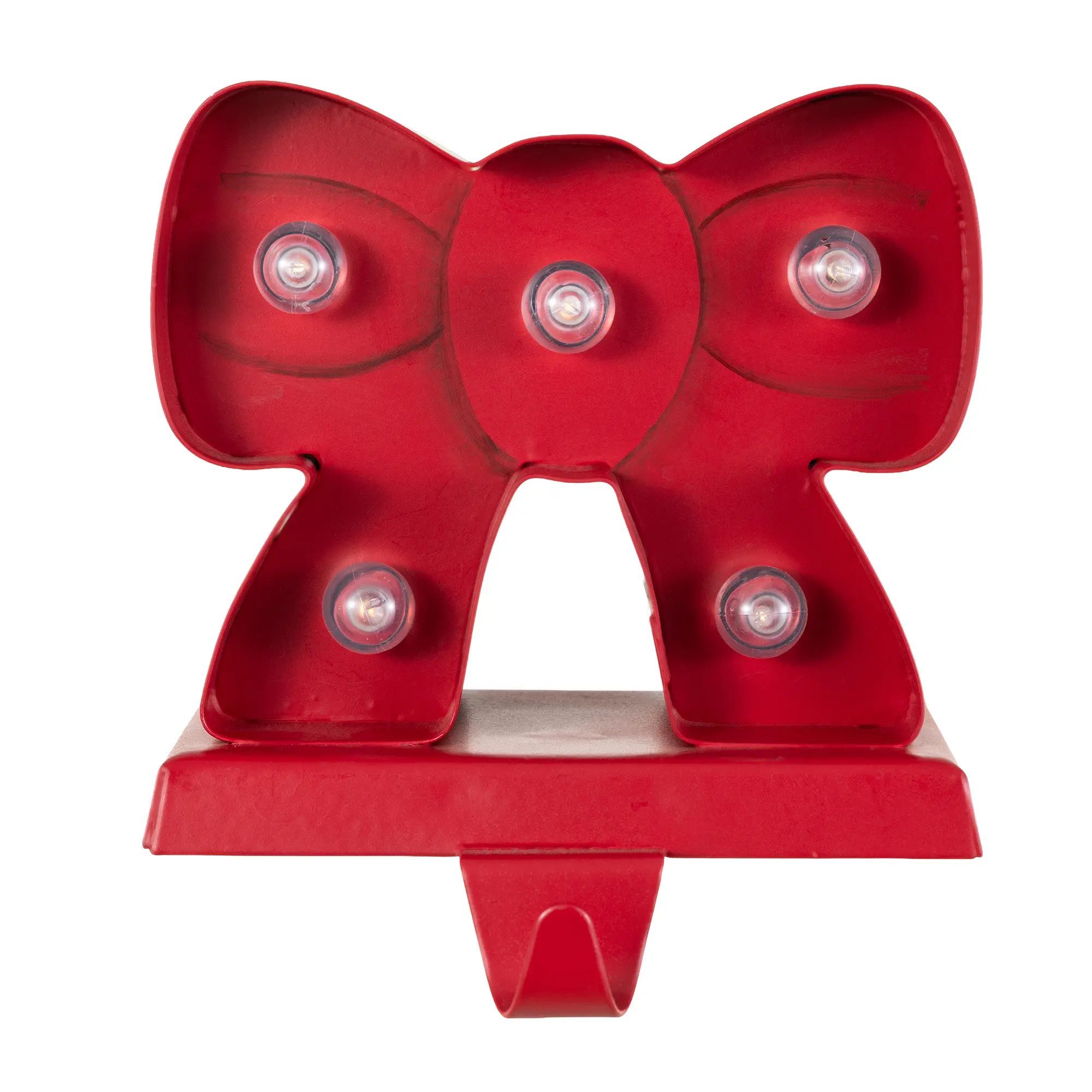 Glitzhome 5.25"H Marquee LED Metal Bow Christmas Stocking Holder