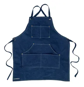 Apron with Large Pockets and Adjustable Cross Back Straps - Heavy Duty Canvas Garden Work Tool Apron