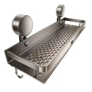 Suction Cup Shower Shelf, Wall Mounted Shampoo and Soap Organizer, Durable Space Saving Shelf, Rust-proof Floating Shelf for Bathroom Storage, Bathroom Organizing Accessories