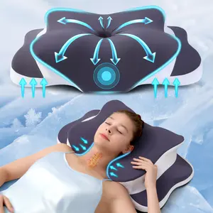 2 Heights Butterfly Neck Pillow - Ultra Breathable Cooling Fabric for Side, Back, and Stomach Sleepers, Dark Gray - Ideal Gift for Adults, Comfortable Sleep Aid, Supportive Contoured Ergonomic Memory Foam